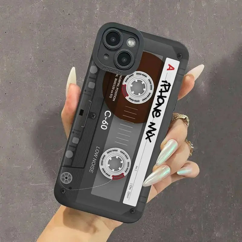 Retro Tape Card Print Phone Case, Summer Decorative Phone Protector, Shockproof Phone Cases Cover Compatible with Iphone