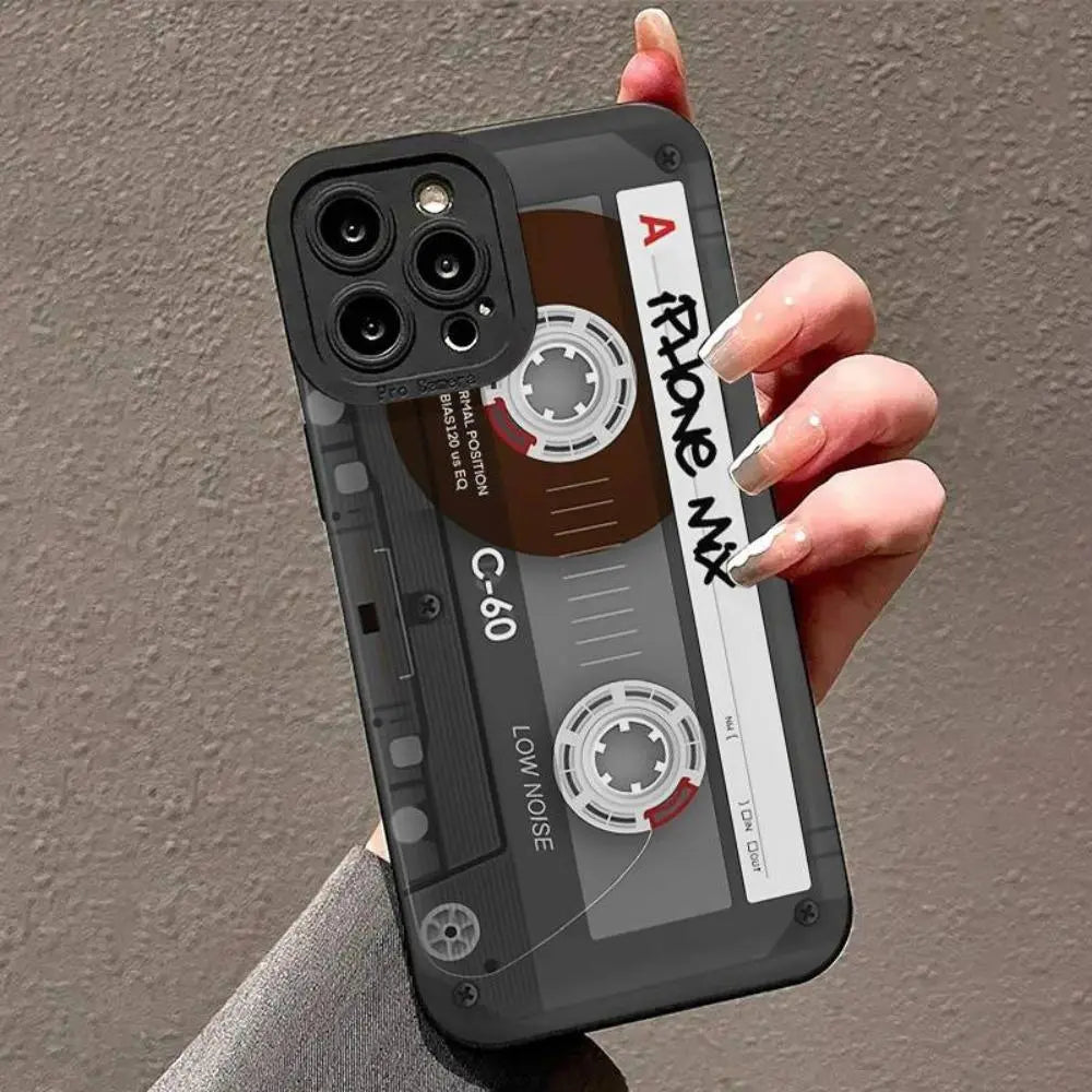 Retro Tape Card Print Phone Case, Summer Decorative Phone Protector, Shockproof Phone Cases Cover Compatible with Iphone